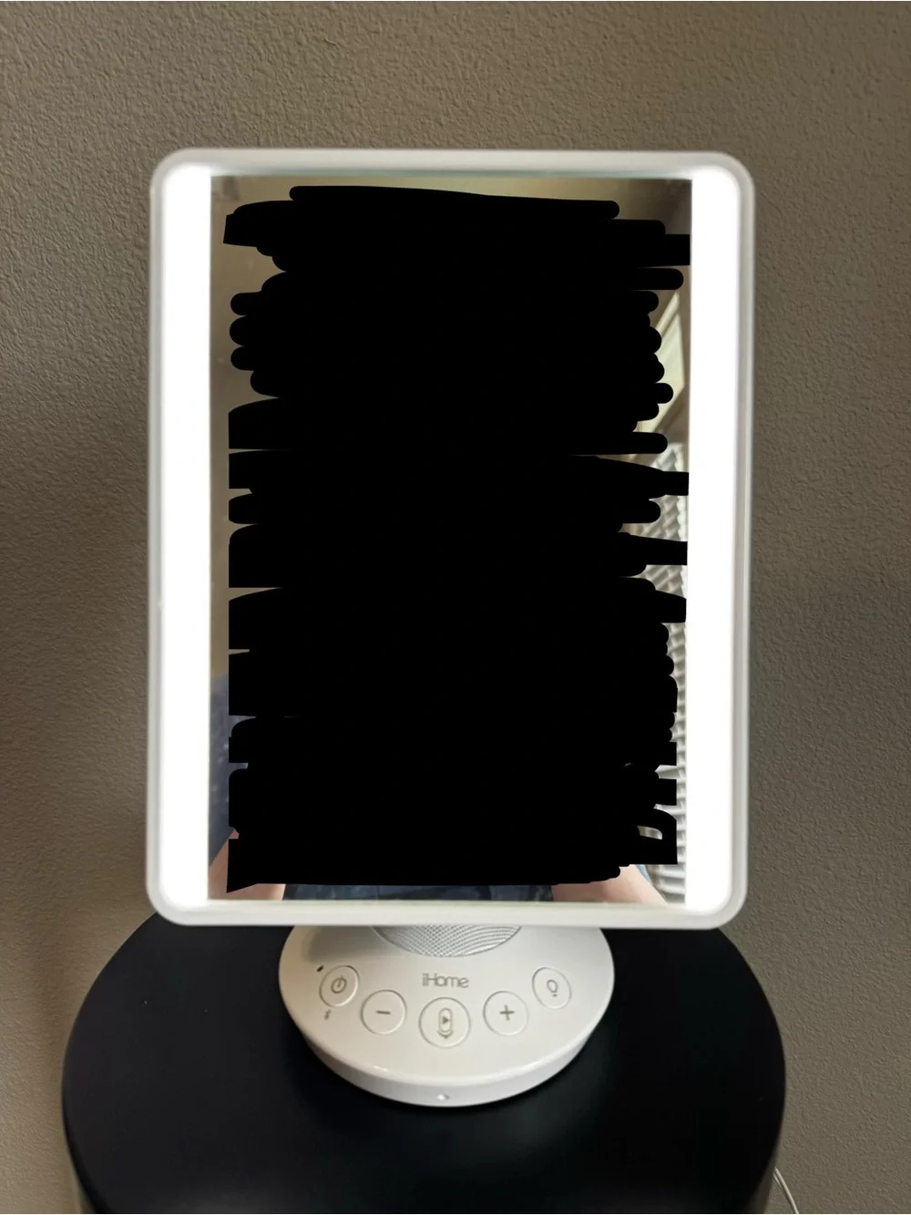 iHome White Lighted Bathroom Vanity Mirror with Speaker Base